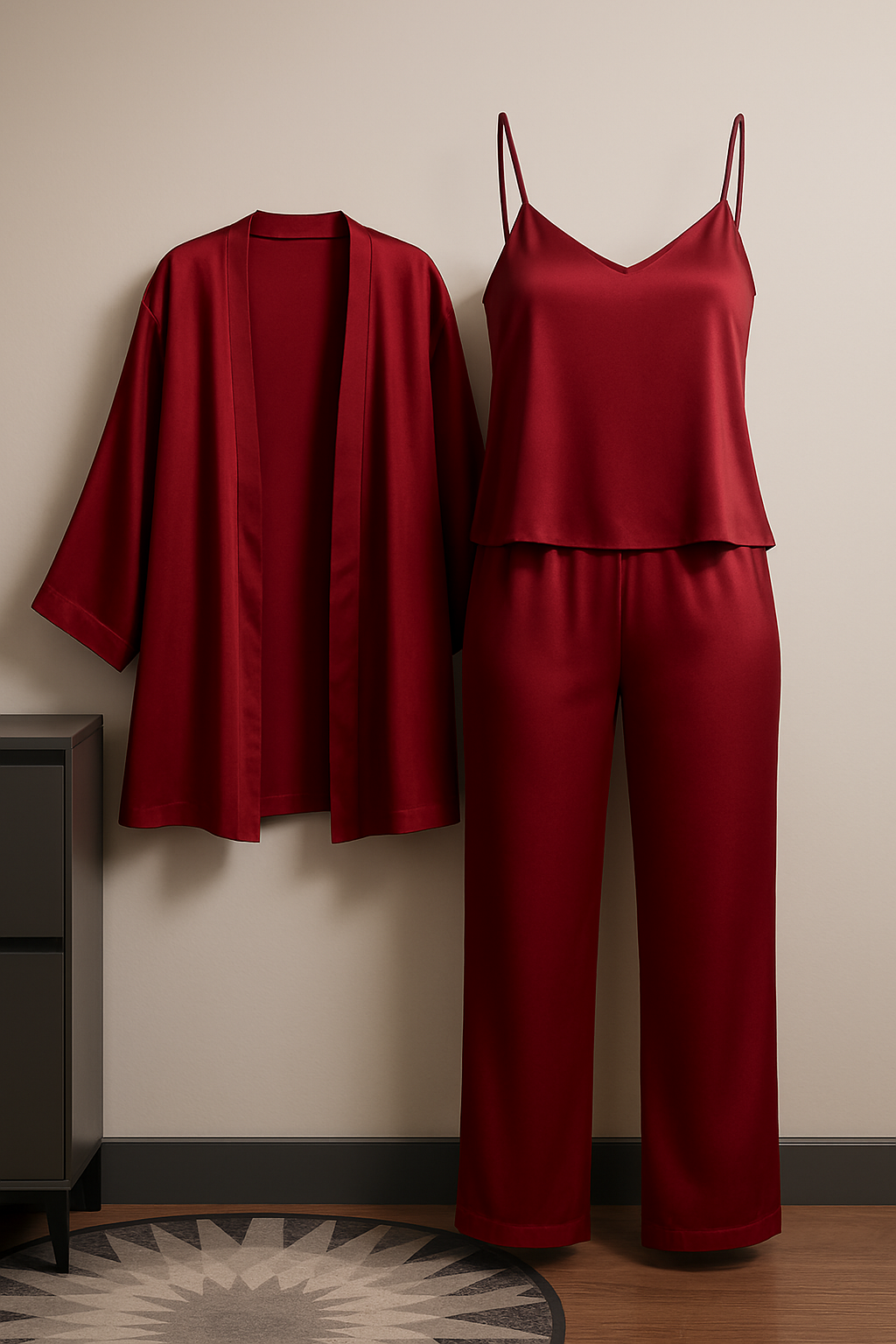 3-Piece Premium Satin Sleepwear Set for Women ? Camisole, Pants &amp; Robe | Nightwear &amp; Loungewear | Free Size (DC-3002)
