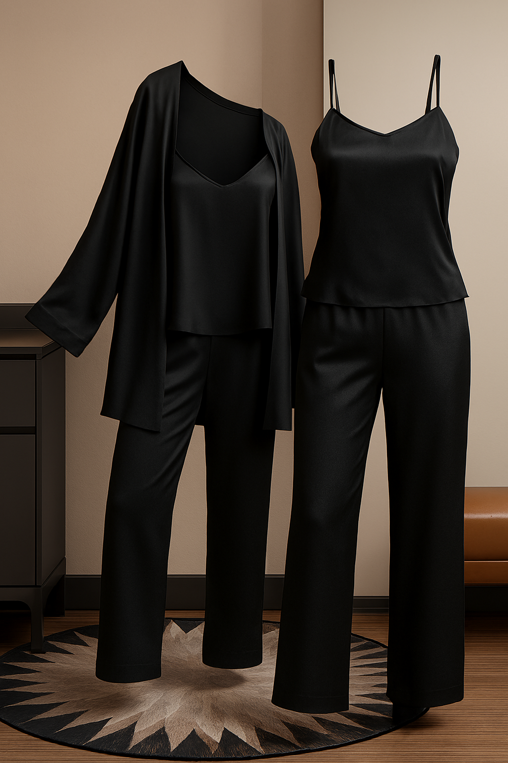 3-Piece Premium Satin Sleepwear Set for Women ? Camisole, Pants &amp; Robe | Nightwear &amp; Loungewear | Free Size (DC-3002)