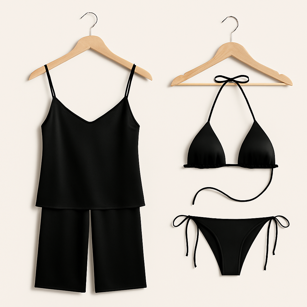 Satin Silk Camisole &amp; Pajama with Bikini Set ? Dual Style Nightwear for Women (DC-4003)