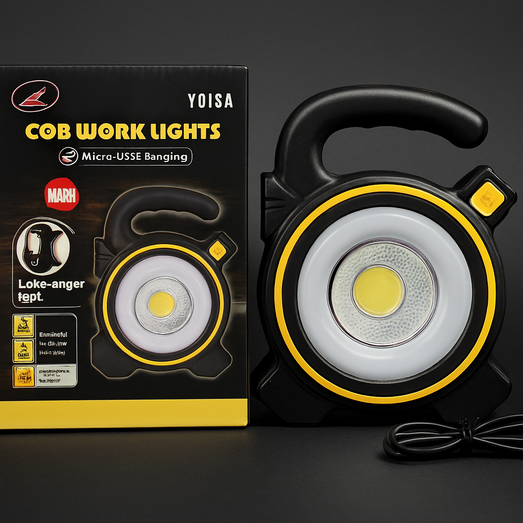 COB LED Work Light JY-819A ? Rechargeable Portable Torch with Micro USB Charging, Ultra-Bright Illumination &amp; Durable Design for Home, Car &amp; Outdoor Use