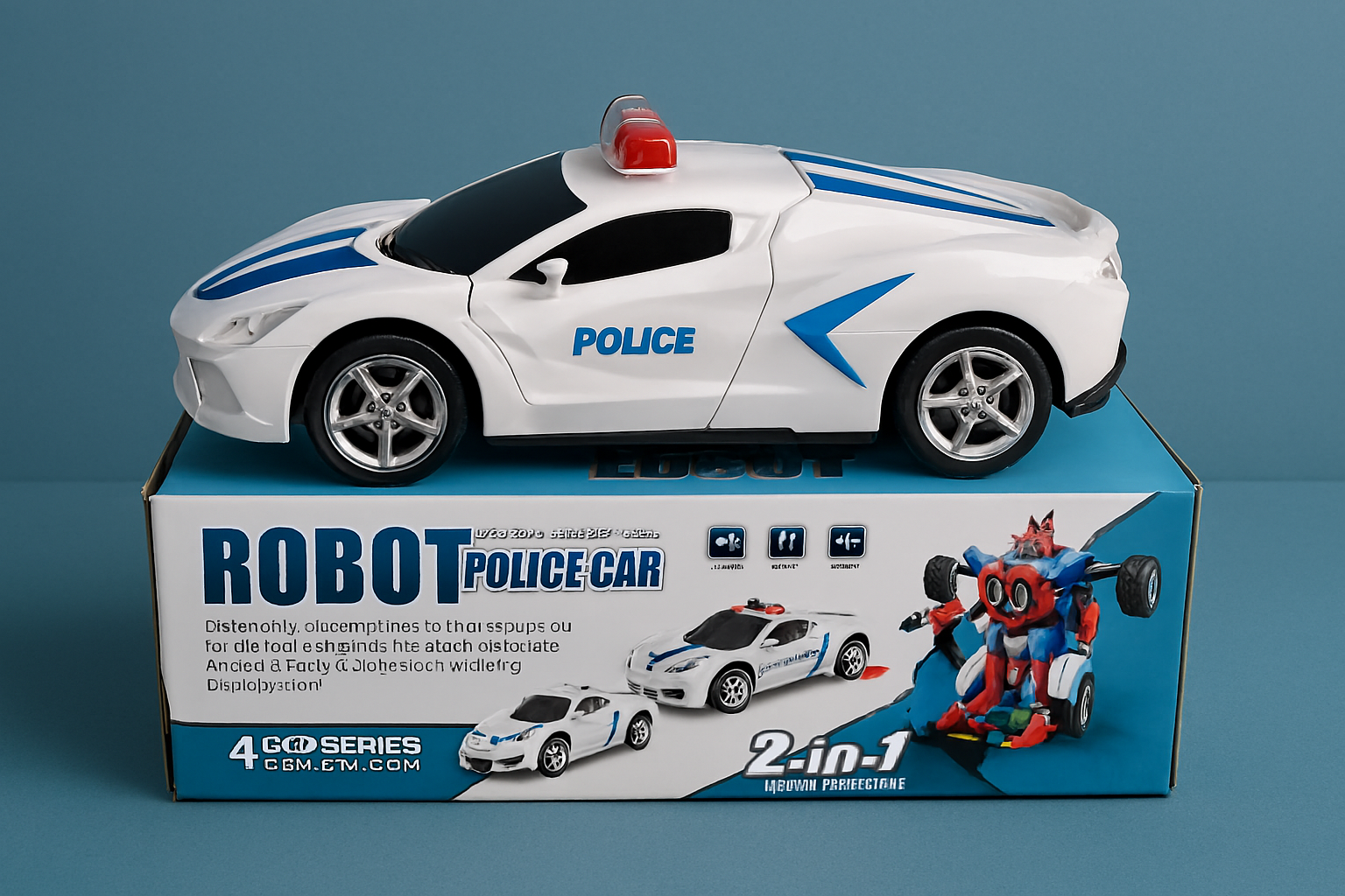 Robot Police Car Toy ? Transformer with Lights, Music, Automatic Rotation &amp; Bump-and-Go Movement, Brain Development &amp; Fun Play for Kids