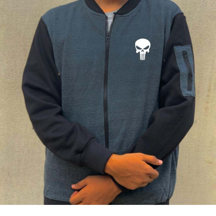 NEW Winter Collection Charcoal Grey WA Printed Zipper Jacket for Men &amp; Boys ? Premium Fleece Material, Stylish Bomber Design, Full Front Zipper Closure