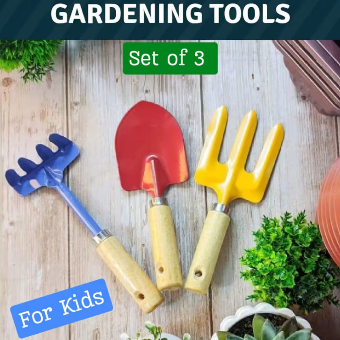 Gardening Tools Set (3 Pcs) for Kids ? Safe &amp; Durable Mini Shovel, Rake &amp; Spade for Outdoor Play, Learning &amp; Fun Gardening Activities