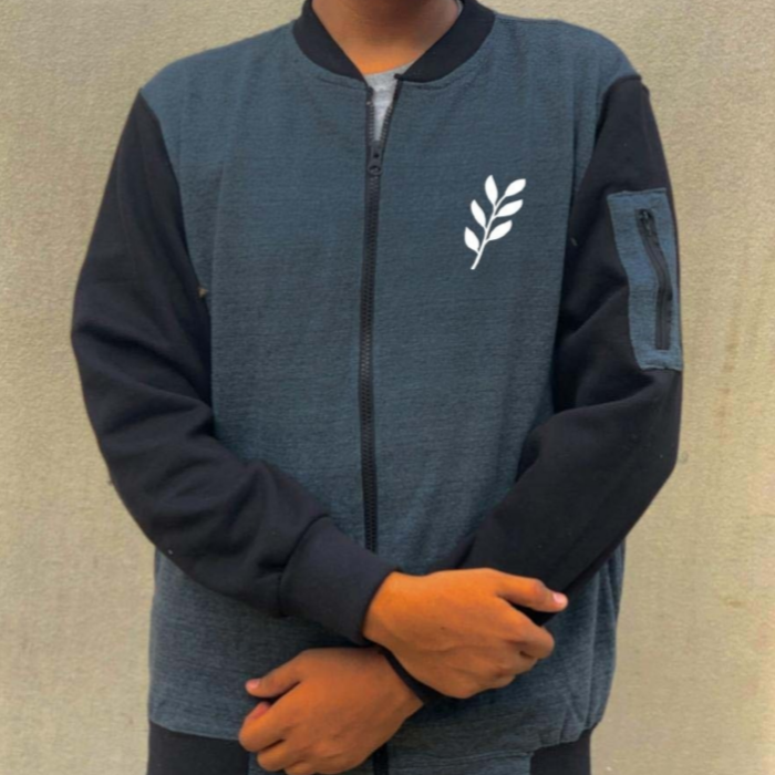 New Winter Collection Charcoal Grey Leaf Printed Zipper Jacket for Men &amp; Boys ? Warm &amp; Stylish Fleece Outerwear