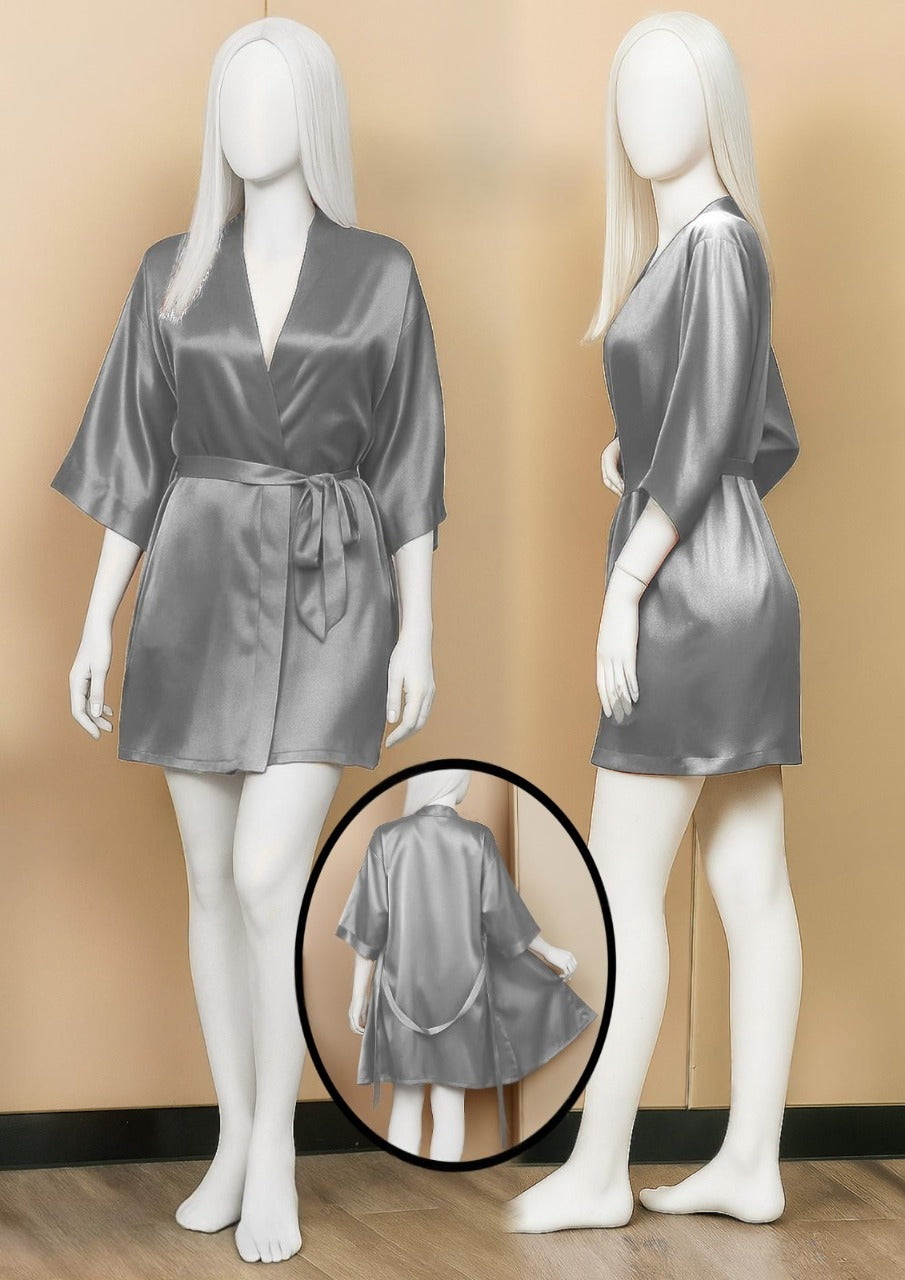 Satin Gown/Robe ? Short Length with Waist Tie (DC-1001)