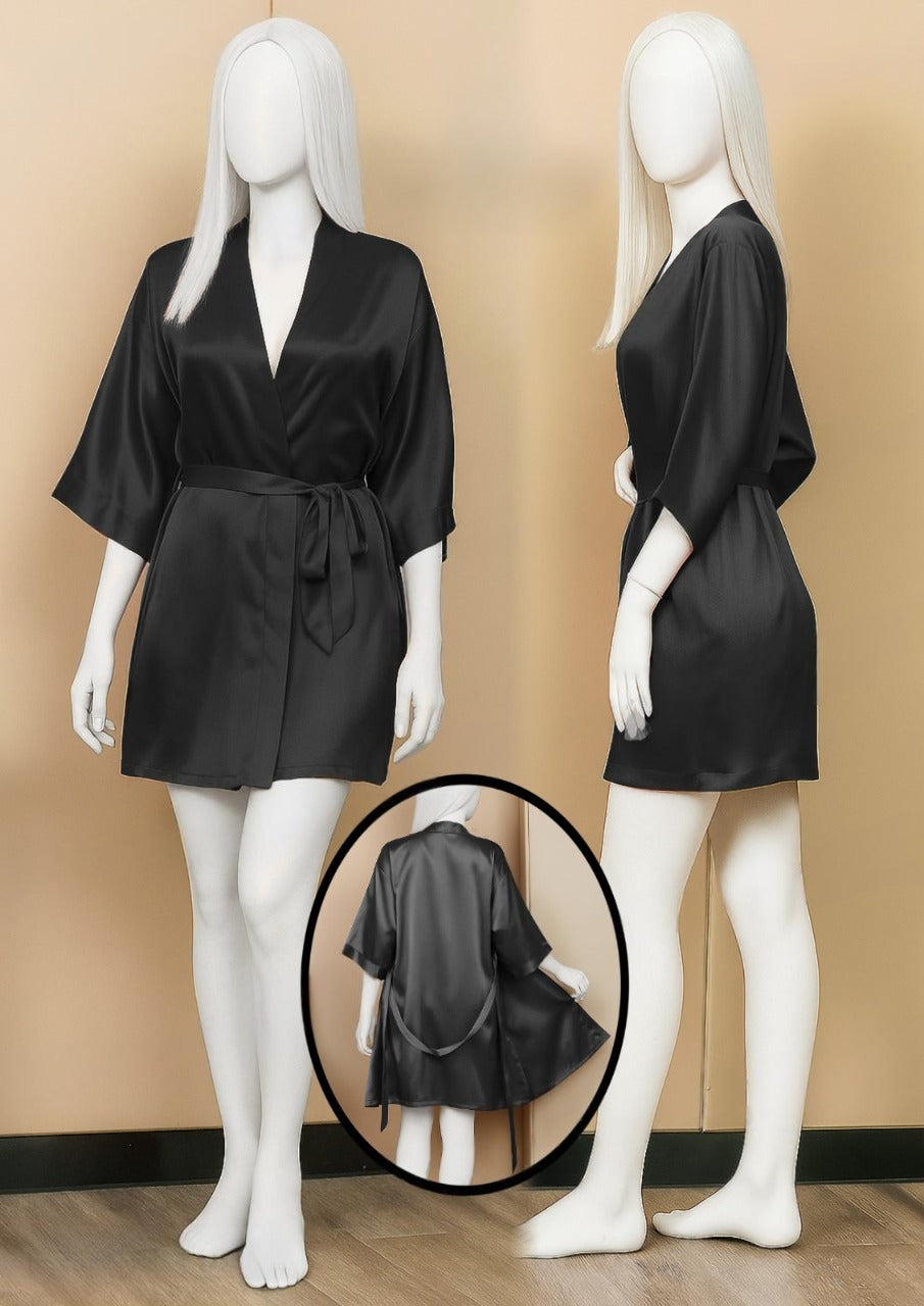 Satin Gown/Robe ? Short Length with Waist Tie (DC-1001)