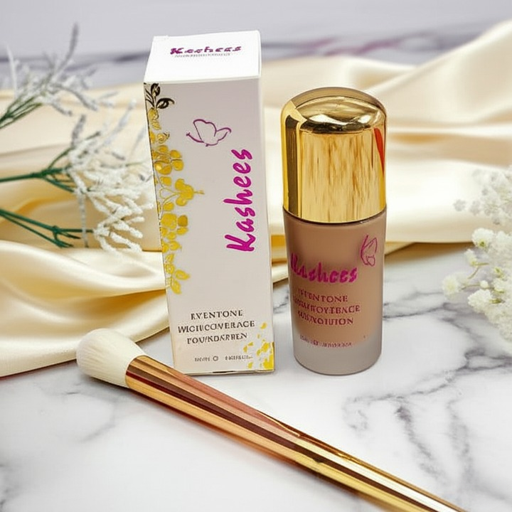 Kashees Eventone High Coverage Foundation ? Full Coverage Matte Creamy Foundation for Flawless Skin ? Lightweight, Long-Lasting (24H) Makeup Base for All Skin Types ? Bridal, Party &amp; Daily Wear - 20ml