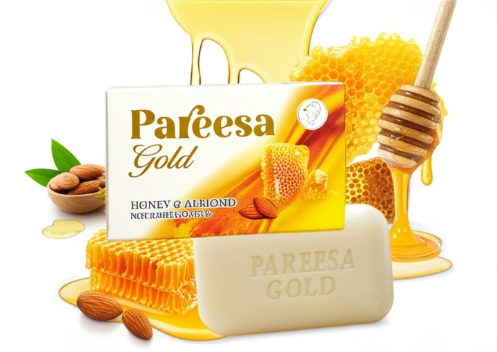 Pareesa Gold Honey &amp; Almond Soap ? Moisturizing and Nourishing for Soft, Smooth Skin ( 135g )