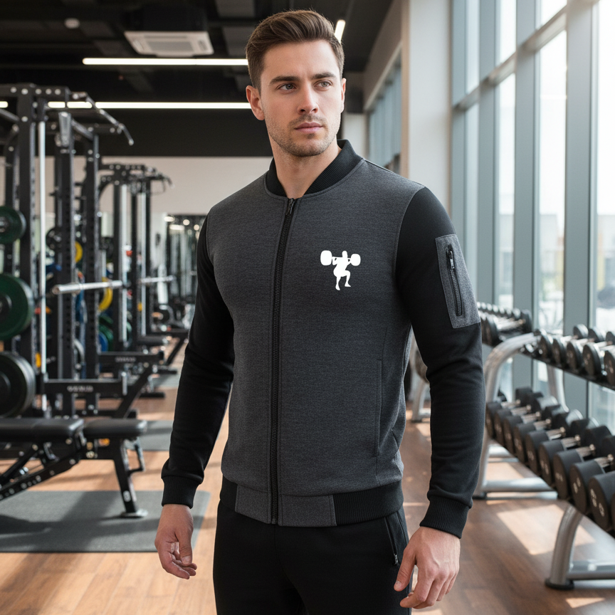 New Winter Collection Charcoal Grey Gym Printed Zipper Jacket for Men &amp; Boys ? French Fleece, Premium Quality, Stylish &amp; Comfortable Winter Wear