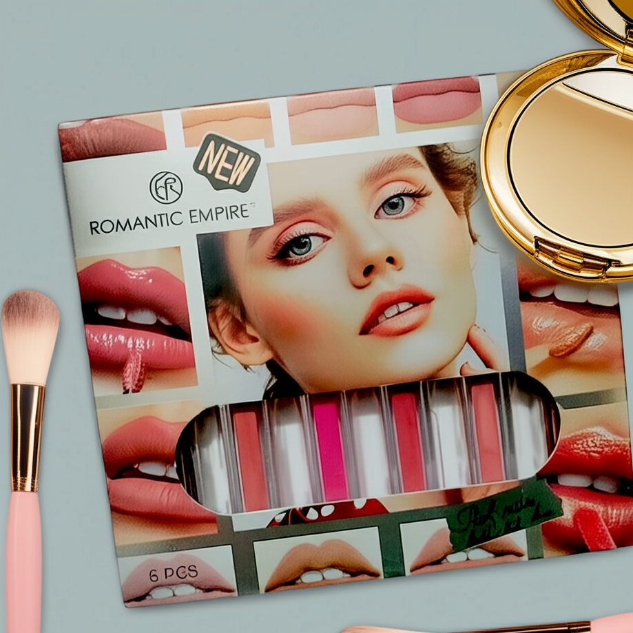 6-Piece Matte Lip Gloss Set ? , Waterproof Lip Color Kit for All-Day Wear P