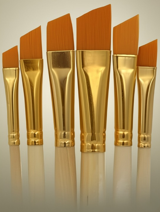 Pack of 6 Professional Angular Brush Set for Artists ? Wooden Handle &amp; Ultra-Soft Tapered Bristles | Multi-Purpose Brushes for Painting, Designing, Calligraphy &amp; Craft | Ideal for Acrylic, Oil &amp; Watercolors