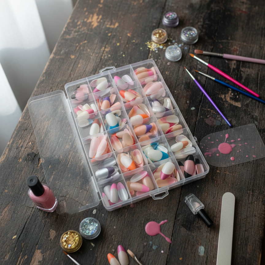 288 Pcs French Nails Set ? Multicolor ABS Plastic Nail Tips, Smooth &amp; Even Coverage, Durable, Easy-to-Apply, Perfect for DIY &amp; Professional Manicures