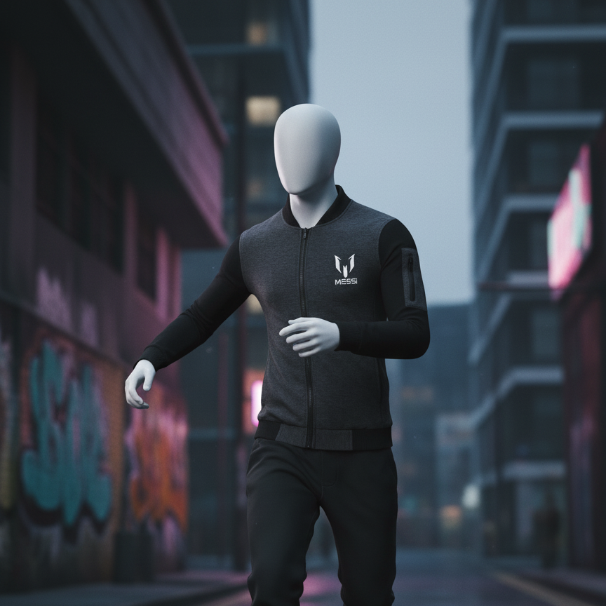 New Winter Collection Charcoal Grey Messi Printed Zipper Jacket for Men &amp; Boys ? Premium French Fleece, Smart Fit, Stylish &amp; Comfortable Winter Wear