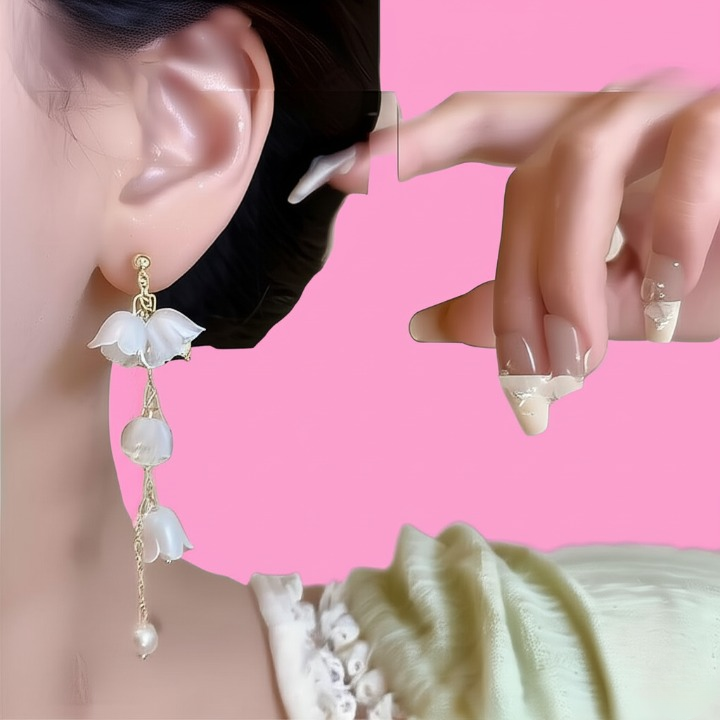 Pearl Korean Flower Earrings for Women ? Elegant White Floral Design with Classic Pearl Detailing | Stylish Fashion Jewelry for Parties, Weddings, and Daily Wear | AWJ-998