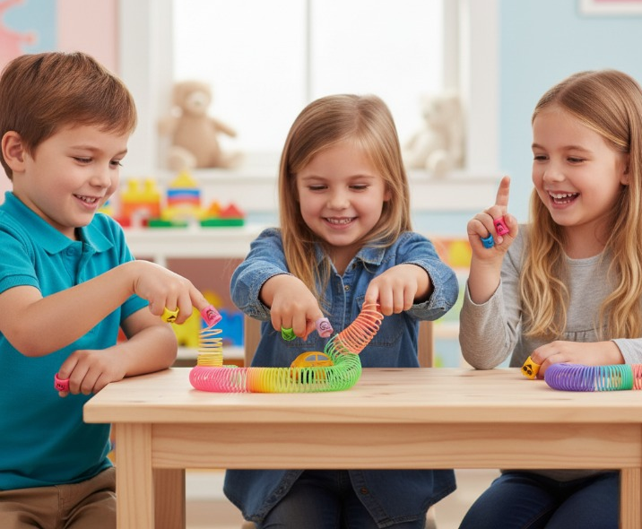 Pack of 12 Magic Slinky Spring Finger Fidget Toys ? Stress Relief Sensory Toy for Kids &amp; Adults, Fun Party Favors and Learning Activity, Multicolor