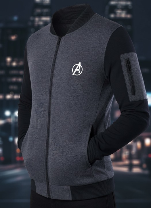 New Winter Collection Charcoal Grey Avenger Printed Zipper Jacket for Men &amp; Boys ? Premium French Fleece, Stylish, Comfortable &amp; Durable Winter Wear