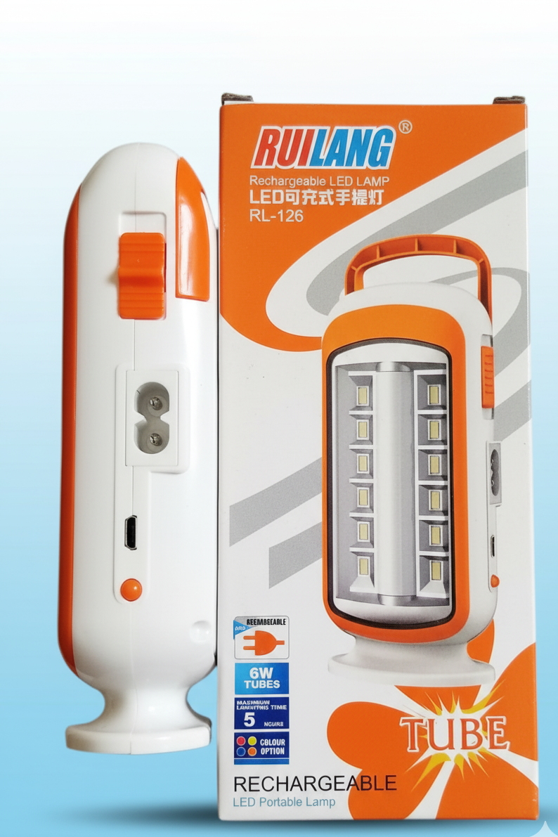 Ruilang RL-130 Rechargeable Portable LED Emergency Light ? Super Bright Tube Lamp, Built-in 1200mAh Battery, 2?5 Hrs Runtime, Long Lifespan SMD LED