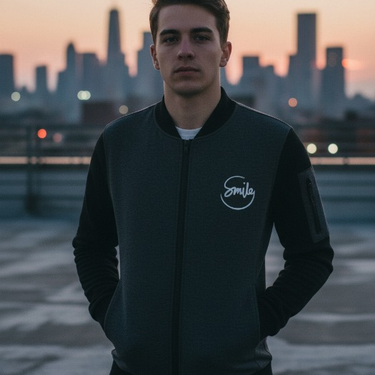 New Winter Collection Charcoal Grey ?Smile? Printed Zipper Jacket for Men &amp; Boys ? Premium French Fleece, Stylish, Warm &amp; Comfortable Winter Wear (M, L, XL)