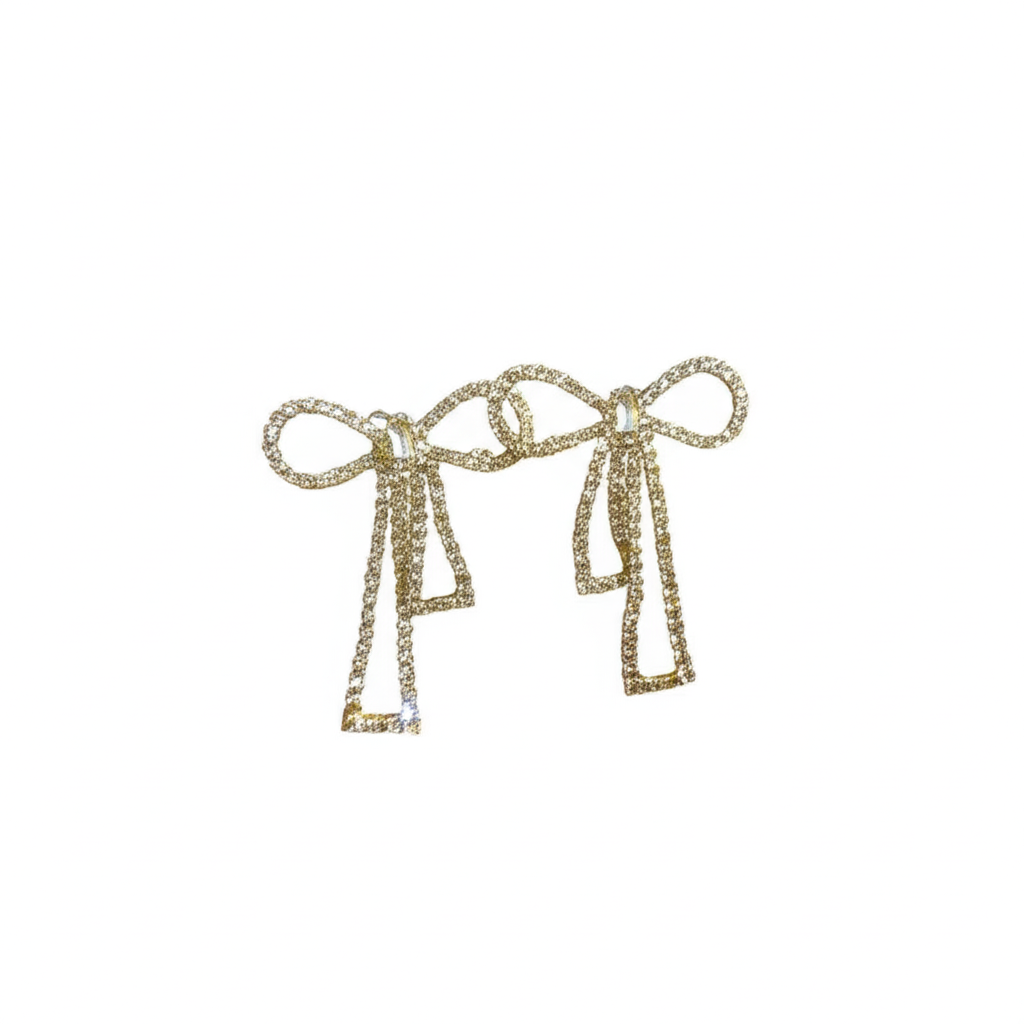 PQT-985 Touch Of Glamour To Your Look With These Bow Shape Zircon Korean Earrings ? Color Golden