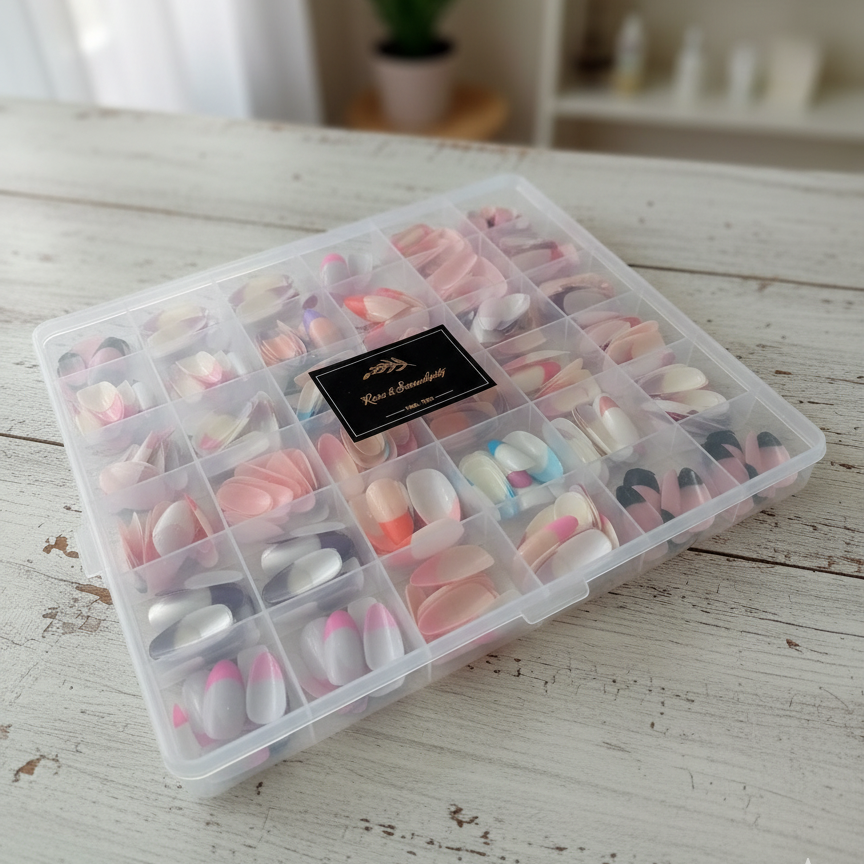 288 Pcs French Nails Set ? Multicolor ABS Plastic Nail Tips, Smooth &amp; Even Coverage, Durable, Easy-to-Apply, Perfect for DIY &amp; Professional Manicures