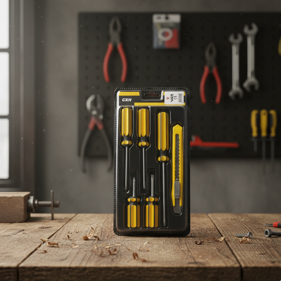 Set of 5 Screwdrivers &amp; 1 Cutter ? High Quality Hand Tool Kit with 2 Straight, 3 Cross Screwdrivers &amp; Sharp Cutter for Household and DIY Use