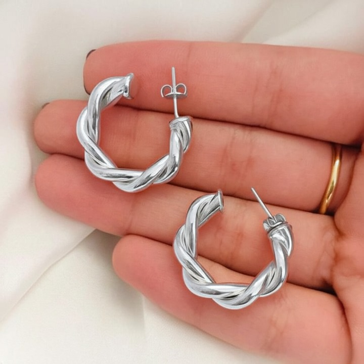 Twisted Sparkling Earrings for Women | Stylish Fashion Jewelry | Available in Silver &amp; Golden | Perfect for Parties, Weddings &amp; Daily Wear (WJ-101)