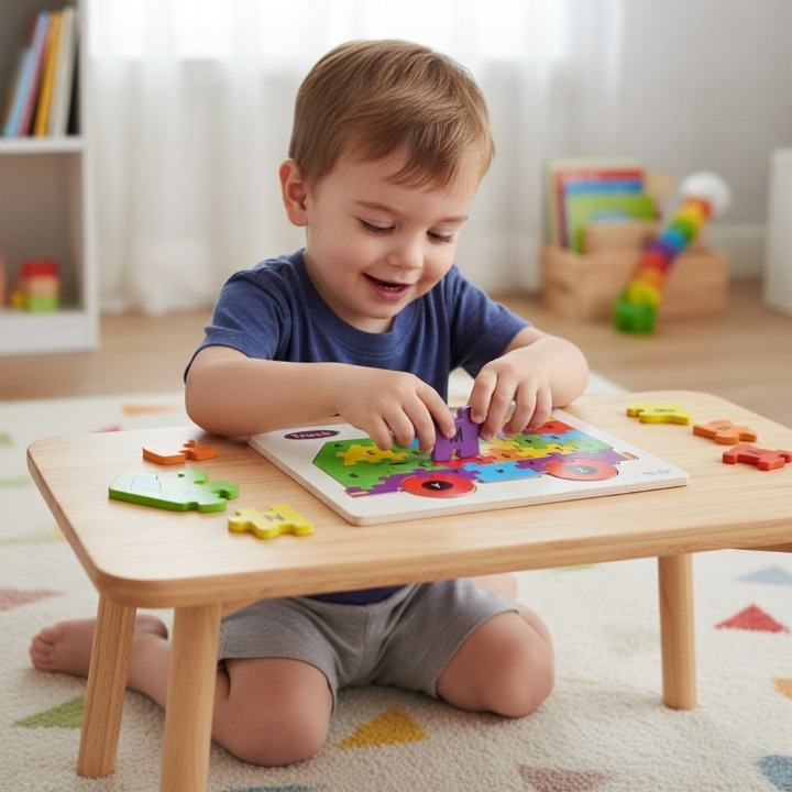 Wooden Alphabet Puzzle Board ? Premium A-Z English Letters Learning Toy for Kids, Early Literacy, Cognitive Development, and Creative Play