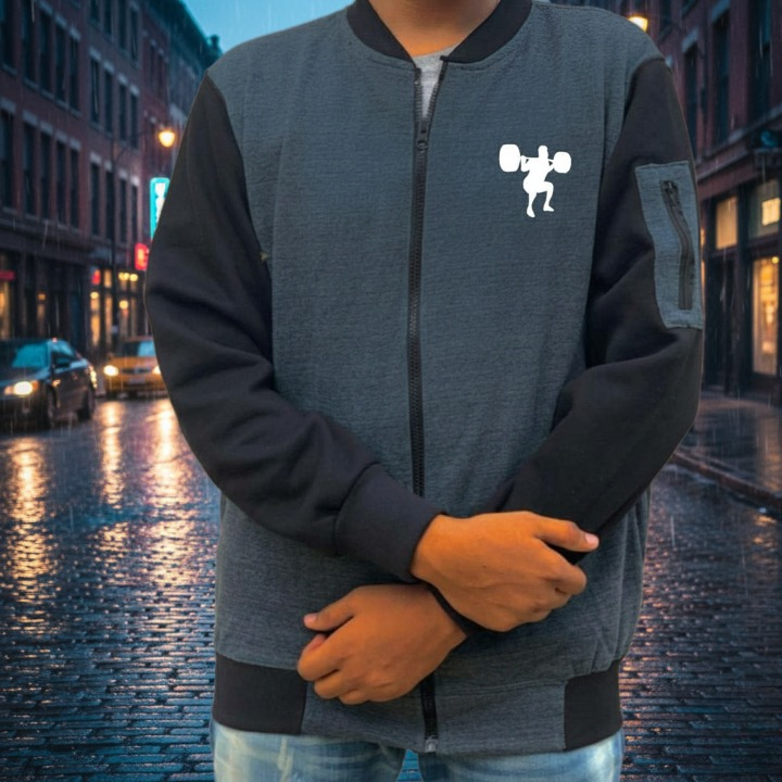 New Winter Collection Charcoal Grey Gym Printed Zipper Jacket for Men &amp; Boys ? French Fleece, Premium Quality, Stylish &amp; Comfortable Winter Wear