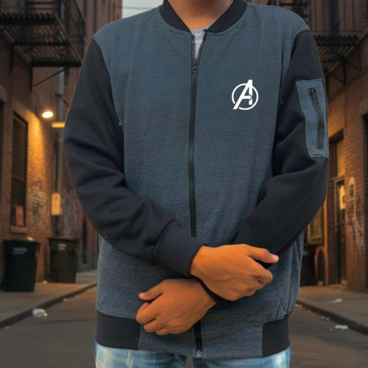 New Winter Collection Charcoal Grey Avenger Printed Zipper Jacket for Men &amp; Boys ? Premium French Fleece, Stylish, Comfortable &amp; Durable Winter Wear