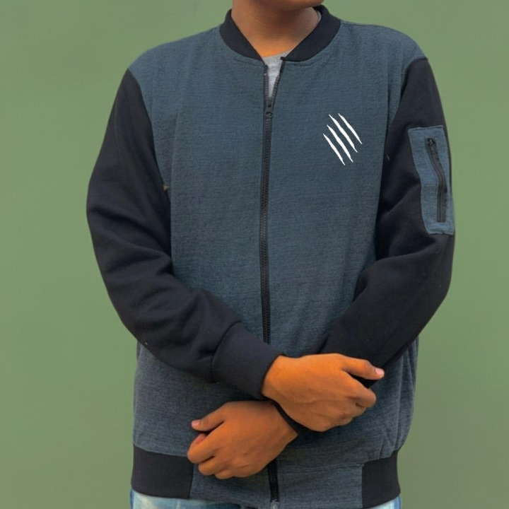 New Winter Collection Charcoal Grey Printed Zipper Jacket for Men &amp; Boys ? Premium French Fleece, Smart Fit, Stylish &amp; Comfortable Winter Wear