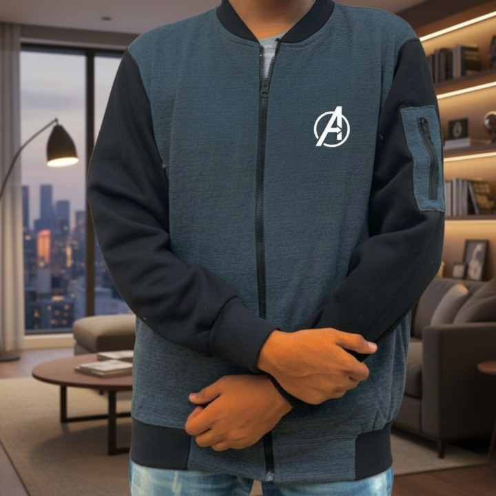 New Winter Collection Charcoal Grey Avenger Printed Zipper Jacket for Men &amp; Boys ? Premium French Fleece, Stylish, Comfortable &amp; Durable Winter Wear