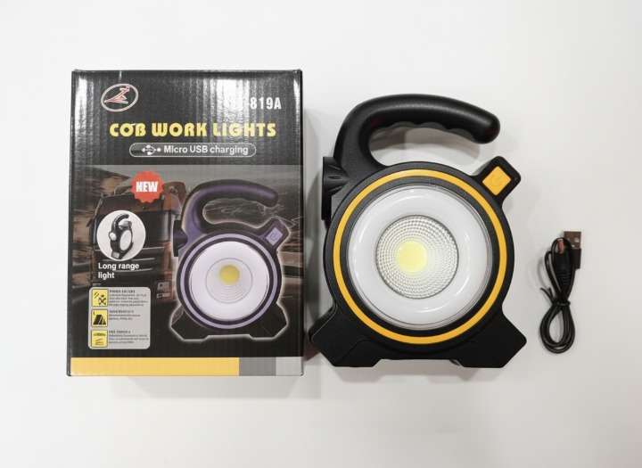 COB LED Work Light JY-819A ? Rechargeable Portable Torch with Micro USB Charging, Ultra-Bright Illumination &amp; Durable Design for Home, Car &amp; Outdoor Use