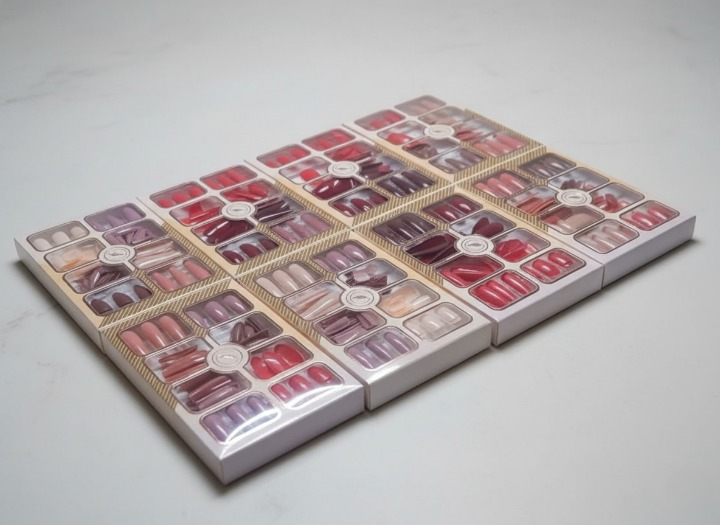 96 Pcs Fake Nails Set ? Nude, Red &amp; Multicolor ABS Plastic Nail Tips, Durable &amp; Easy-to-Apply, Smooth Finish for DIY Nail Art &amp; Professional Manicure