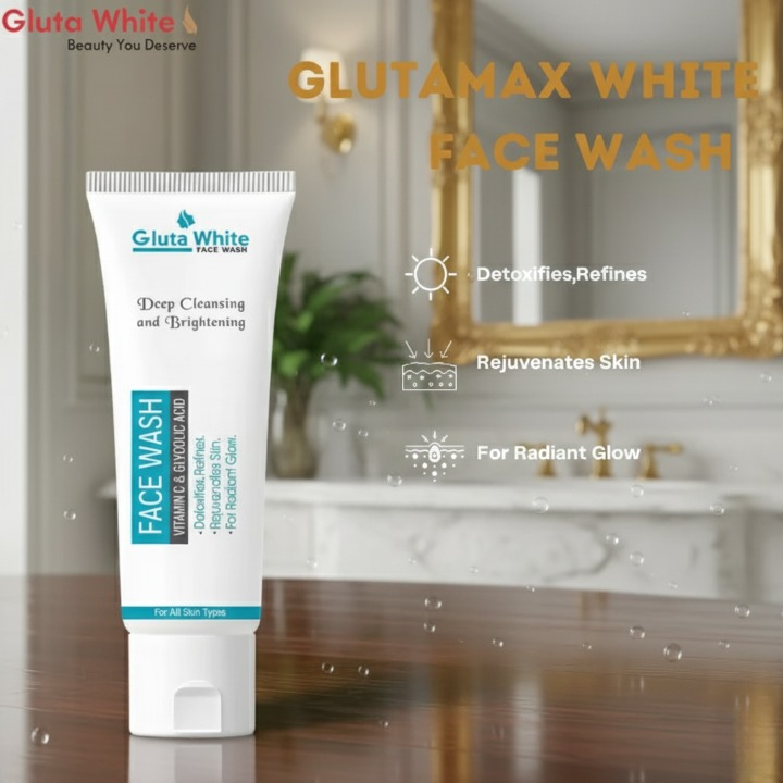 Gluta White Facewash 100ml ? Brightening &amp; Deep Cleansing Formula for Clear, Glowing Skin, Gentle on All Skin Types, Daily Use Quality Face Wash