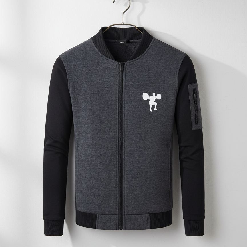 New Winter Collection Charcoal Grey Gym Printed Zipper Jacket for Men &amp; Boys ? French Fleece, Premium Quality, Stylish &amp; Comfortable Winter Wear
