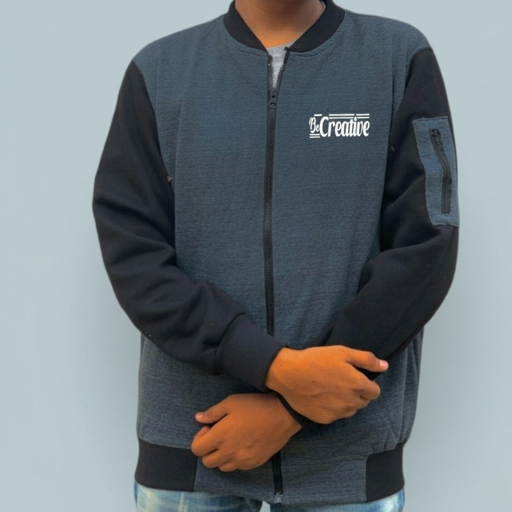 New Winter Collection Charcoal Grey ?Be Creative? Printed Zipper Jacket for Men &amp; Boys ? French Fleece, Premium Quality, Stylish &amp; Comfortable Winter Wear