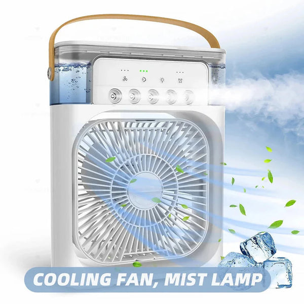 Portable Air Conditioner Fan USB Electric Fan with LED Night Light, Fine Mist Water, and Humidifier Function | Led Night Light Water Mist (Random Color)