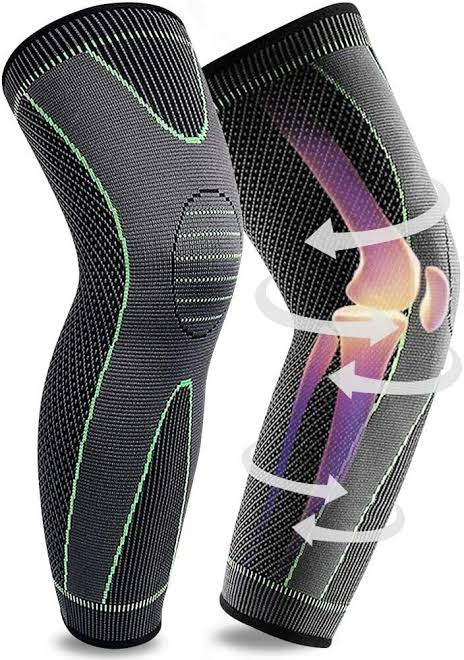 1 PCS Compression Knee Pads Support Sleeve Protector Elastic Kneepad Brace Spring Support Volleyball Running Silicone Long Full Legs Sleeve Arthritis Running Gym Sport