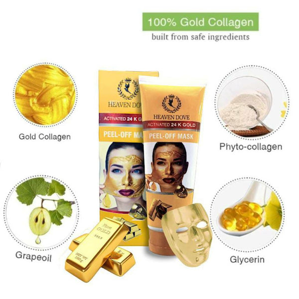 Original Heaven Dove 24K Gold Peel Off Mask – Luxurious Anti-Aging &amp; Deep Cleansing Skincare - 100 ml