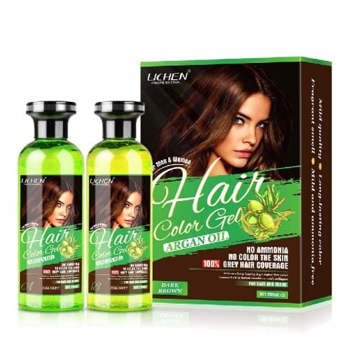 Lichen Professional Hair Color Gel ? 500ML ? Rich, Long-Lasting Black &amp; Dark Brown Shades ? Made in China
