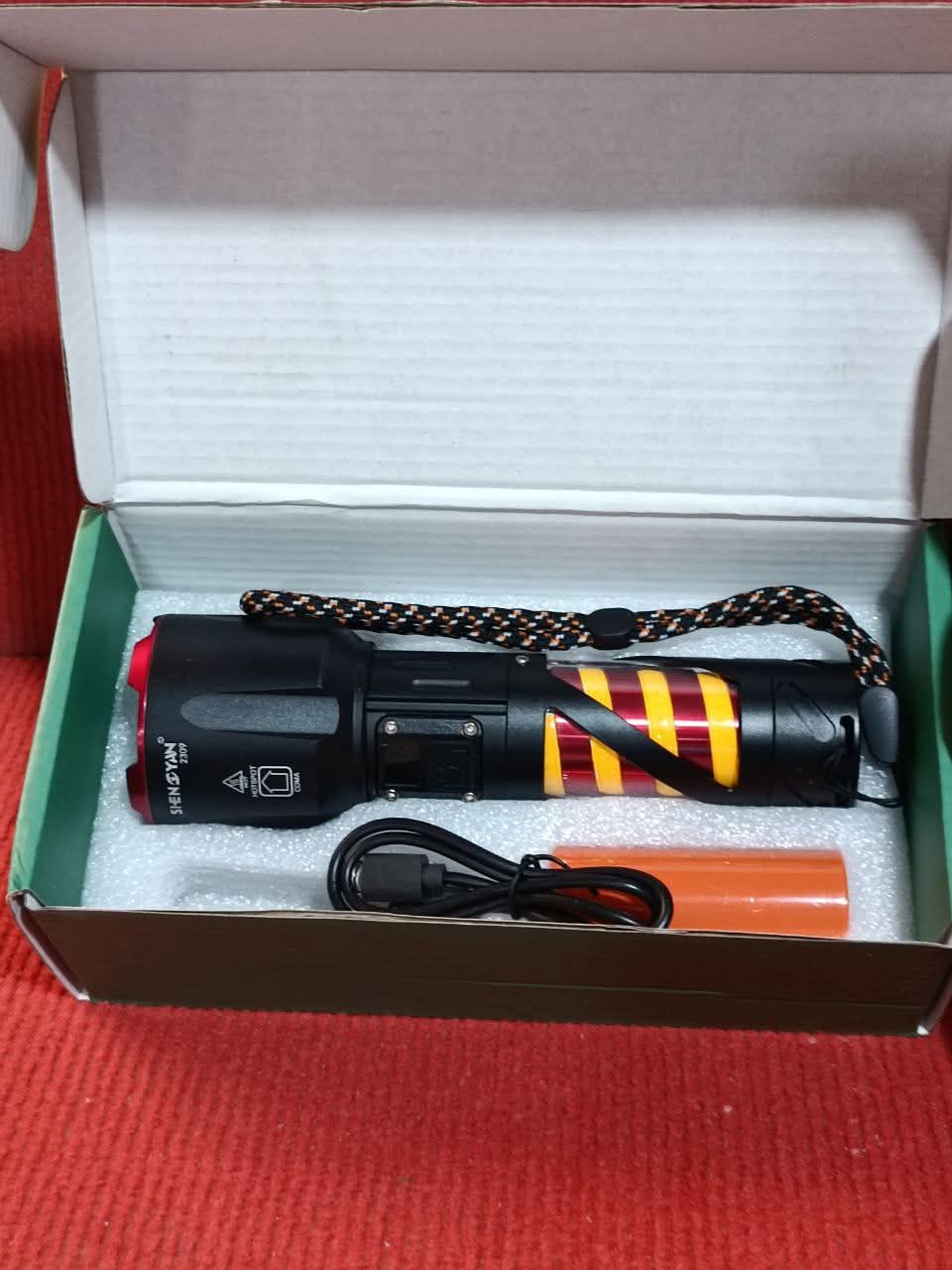 Long Range LED Rechargeable Flashlight ? 26650 Battery, Power Bank Function, Battery Level Display, Zoom