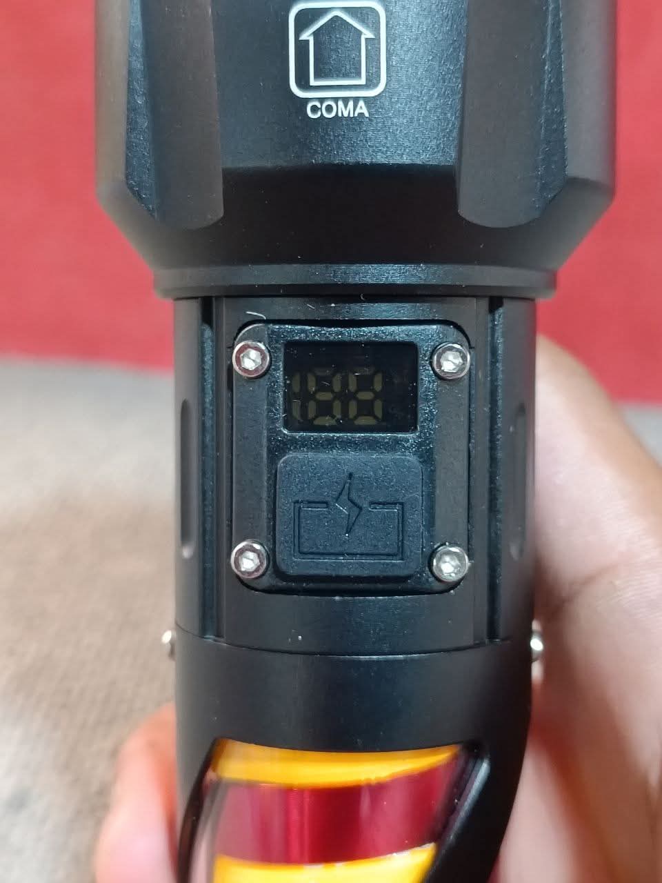 Long Range LED Rechargeable Flashlight ? 26650 Battery, Power Bank Function, Battery Level Display, Zoom