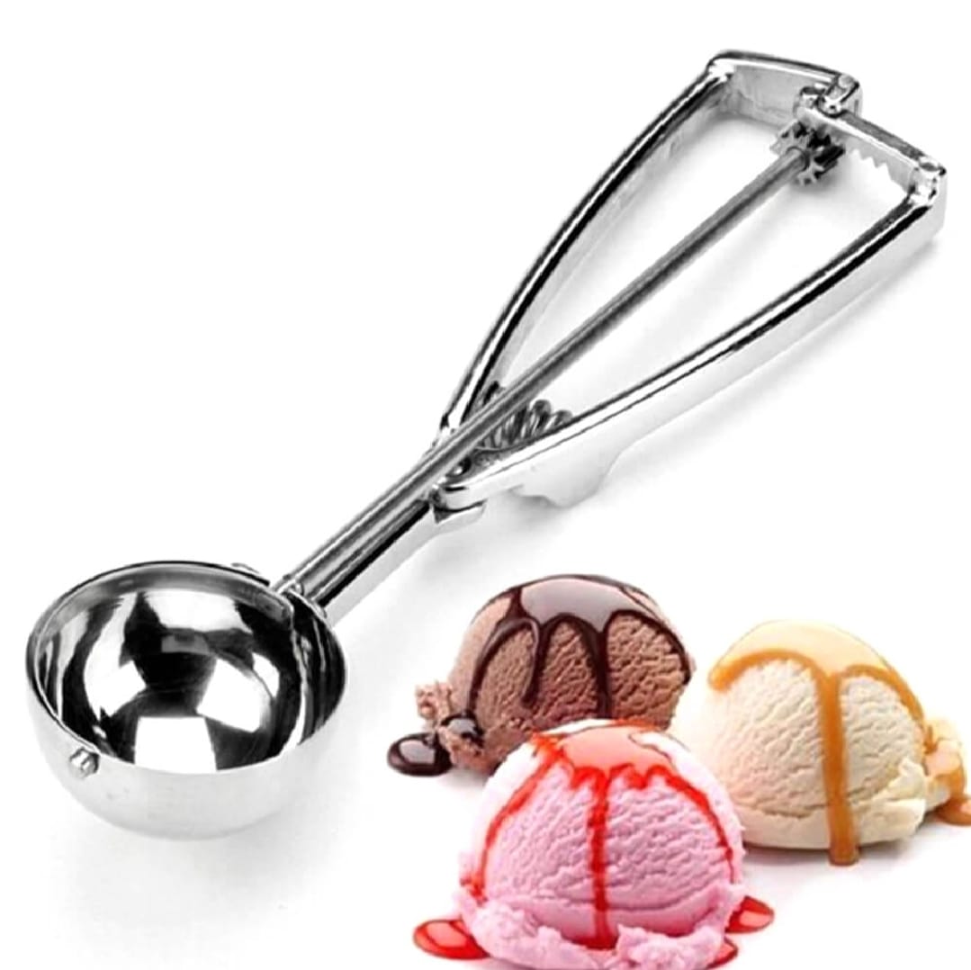 Premium Stainless Steel Ice Cream Scoop ? Heavy Duty Metal Scooper Spoon, Dishwasher Safe, Ergonomic Handle for Frozen Yogurt, Gelato, Sundaes &amp; More ? Medium, Silver