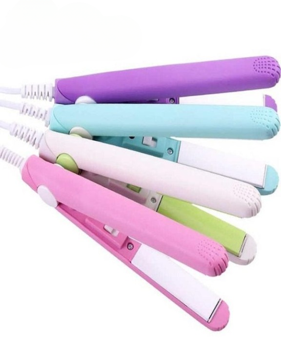 Mini Hair Straightener &amp; Curler ? Dual Voltage 100-240V, 180°C Thermostatic Aluminum Plate, For Dry &amp; Wet Hair, Compact Travel Size (Random Color)