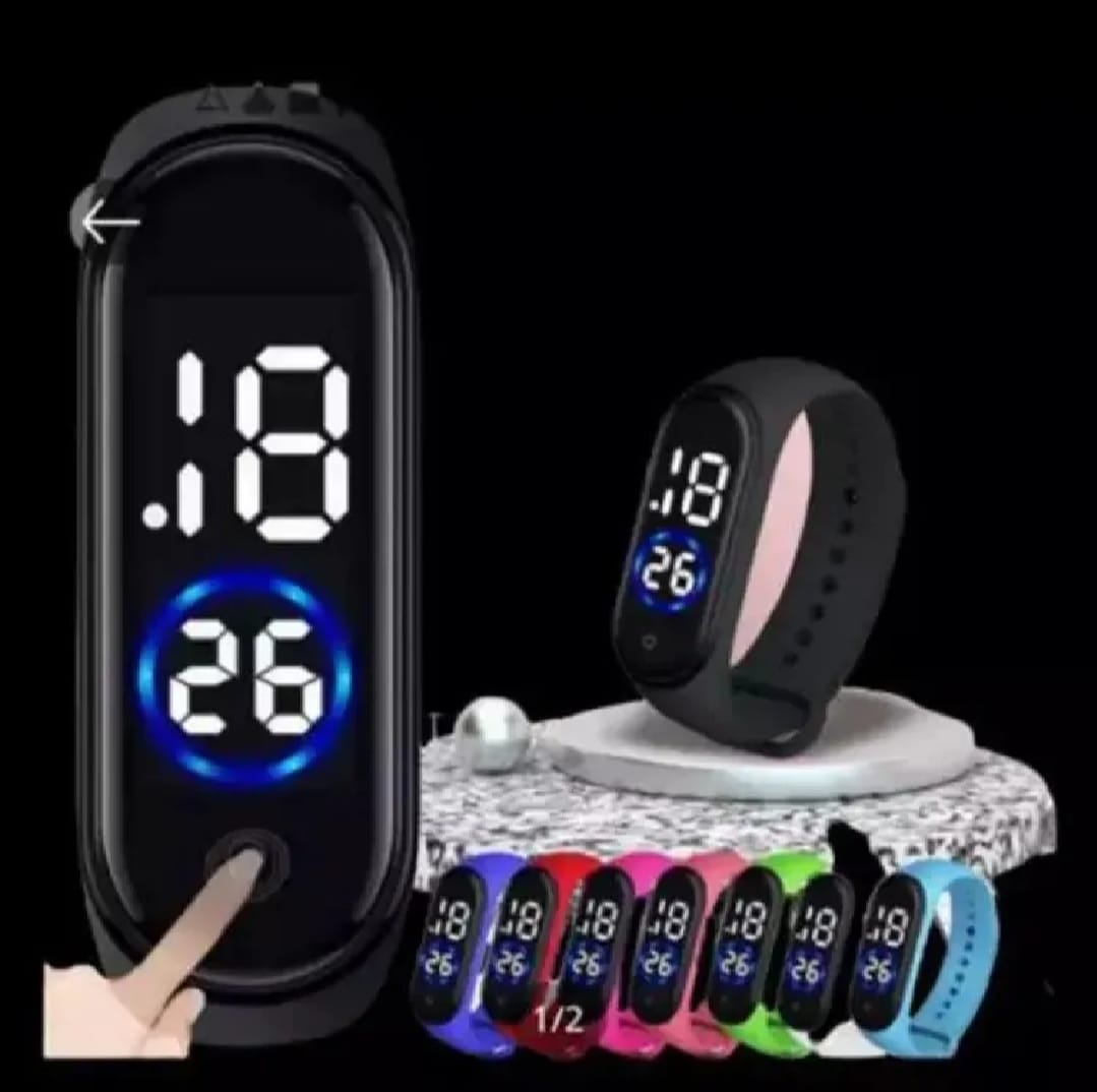 Latest  M4 LED Watch Digital Sports Bracelet for Boys &amp; Girls ? Waterproof Touch Display ? Random Band Color (Without Box)