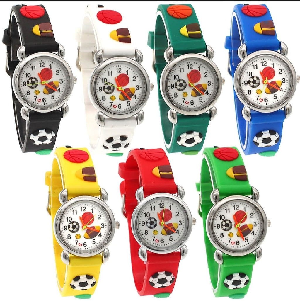High Quality Cute Football Cartoon Children Watch Girls Rubber Kids Watches Boys Silicone Quartz Wristwatches (Random-Colour)