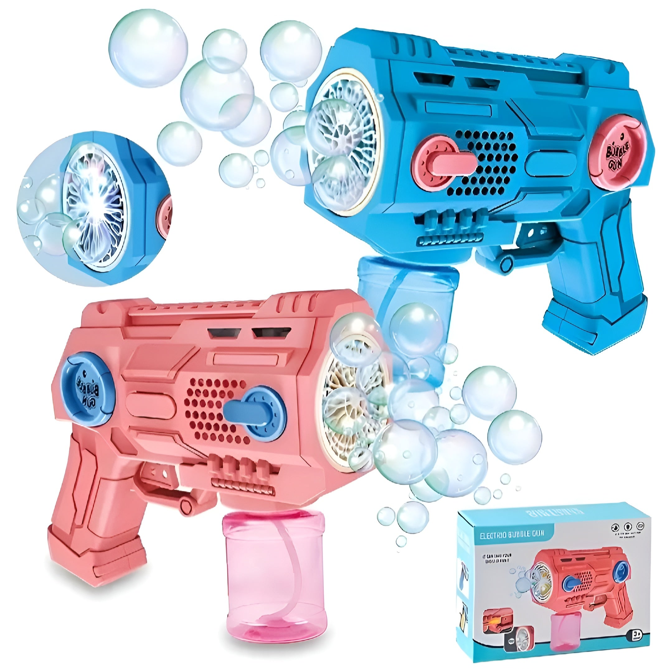 Children?s Handheld Porous Electric Bubble Gun with Lights &amp; Music ? Automatic Mess-Free Bubble Blower with Bottle Fix System for Indoor/Outdoor Play, Pool Parties, Birthdays &amp; Special Events (Random Color)