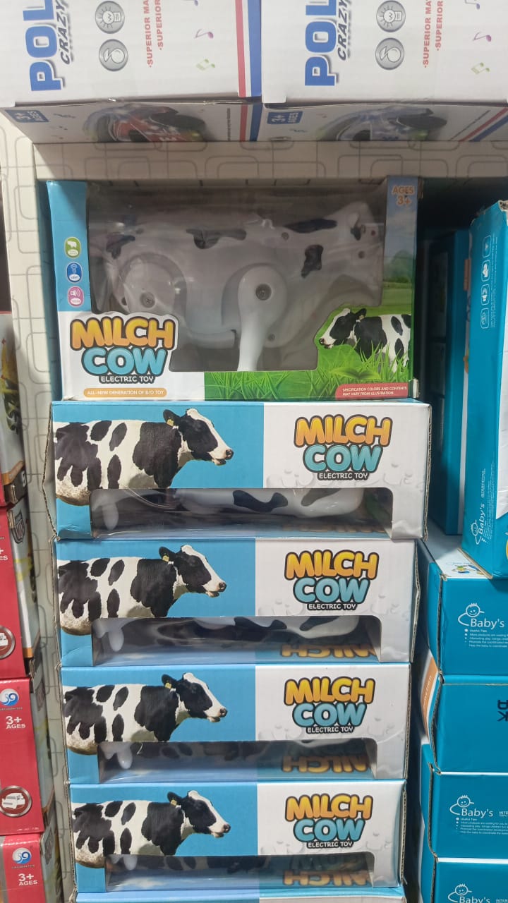 Funny Walking Musical Milch Cow Toy for Kids ? Black &amp; White Electric Animal with Lights, Sound &amp; Moving Tail