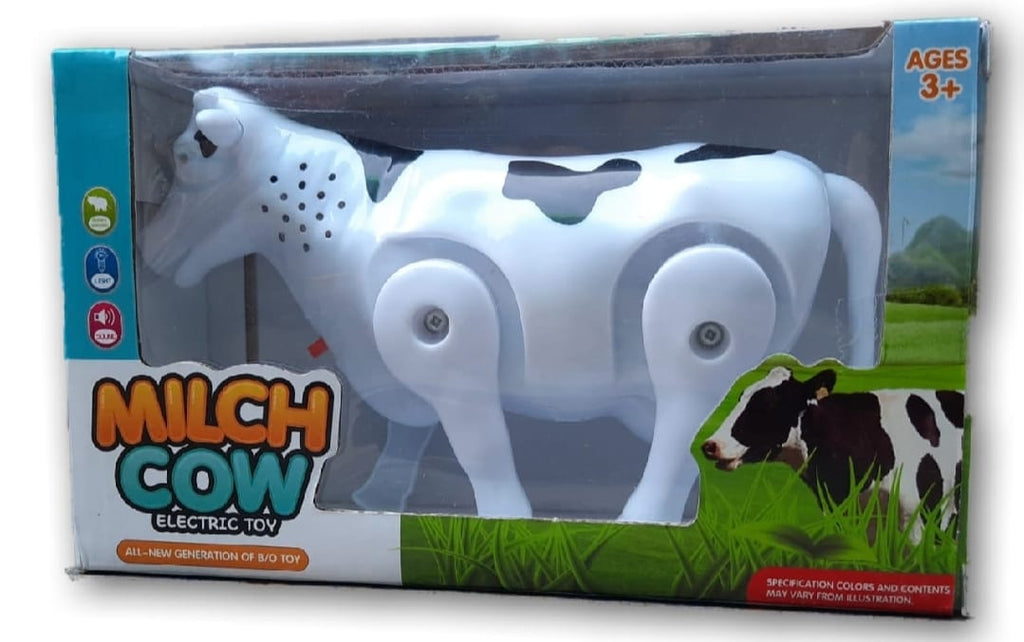 Funny Walking Musical Milch Cow Toy for Kids ? Black &amp; White Electric Animal with Lights, Sound &amp; Moving Tail