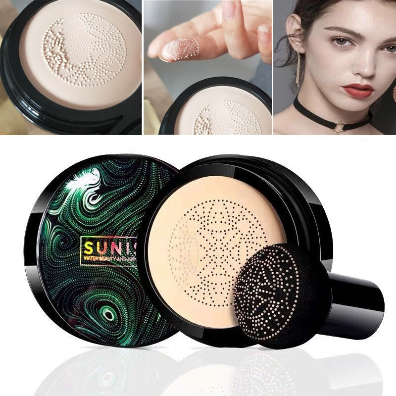 SUNISA Waterproof Mushroom Head Air Cushion Foundation ? BB &amp; CC Cream with Moisturizing Liquid Base and Sponge Applicator